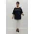 Miraggio Büyük Beden Bluz 99623 SİYAH/SAKS