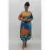 Miraggio Büyük Beden Elbise 99885 SAKS/ORANJ