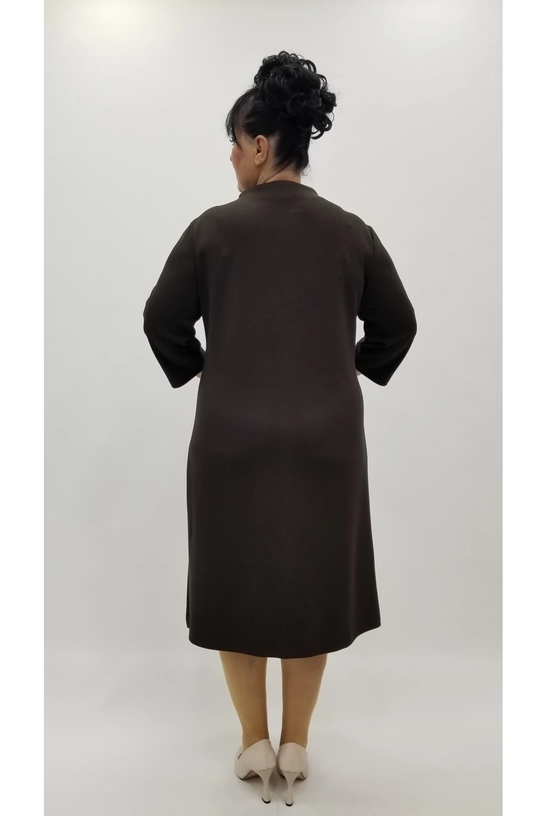 Miraggio Büyük Beden Elbise 4383 KAHVE