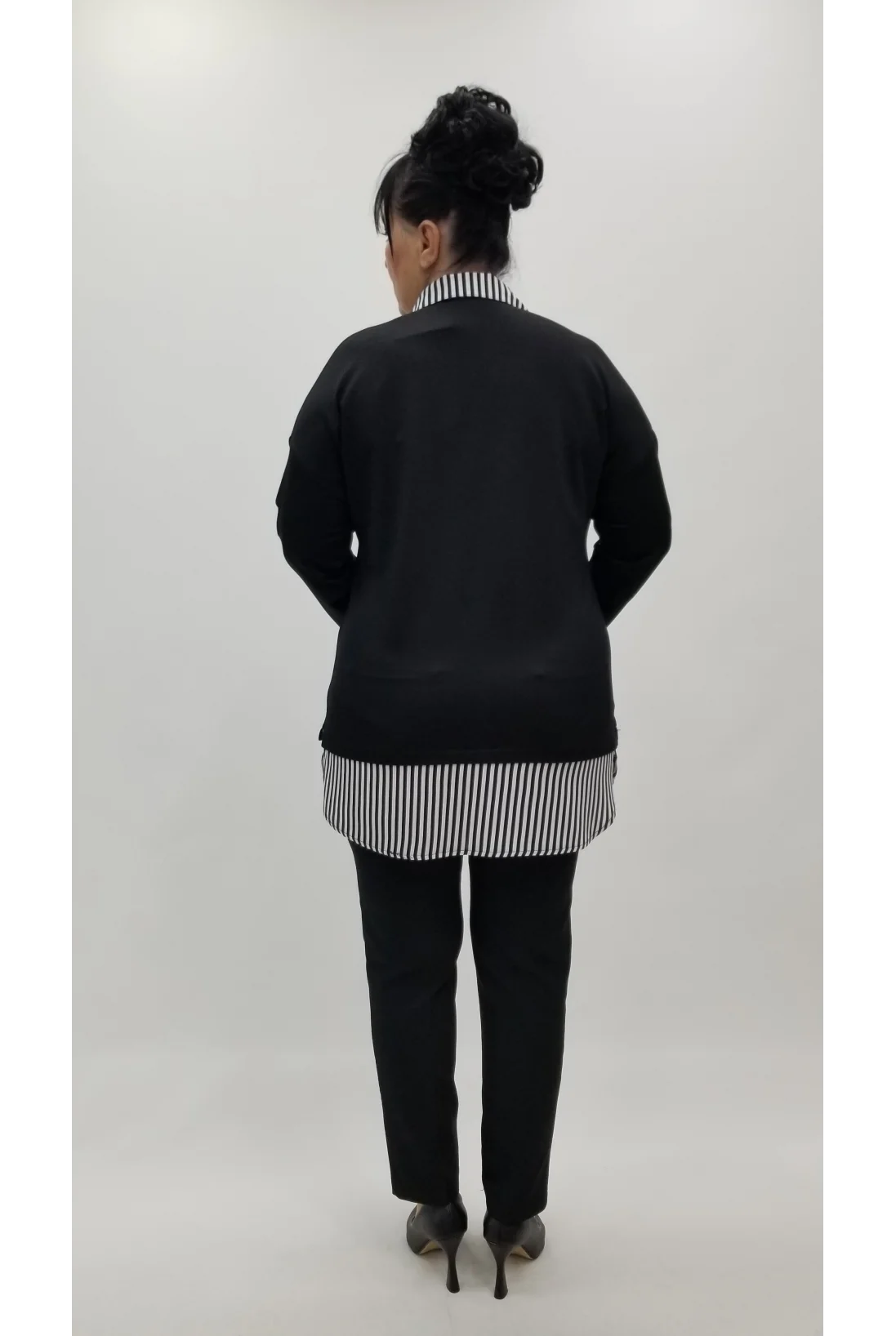 Miraggio Büyük Beden Bluz 4377 SİYAH/BEYAZ