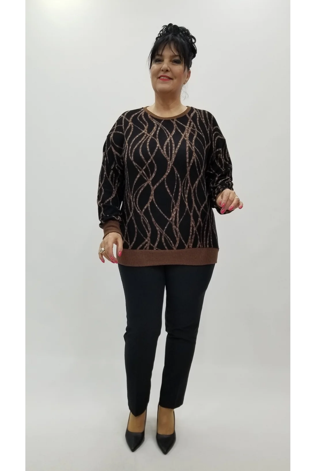 Miraggio Büyük Beden Bluz 4384 KAHVE