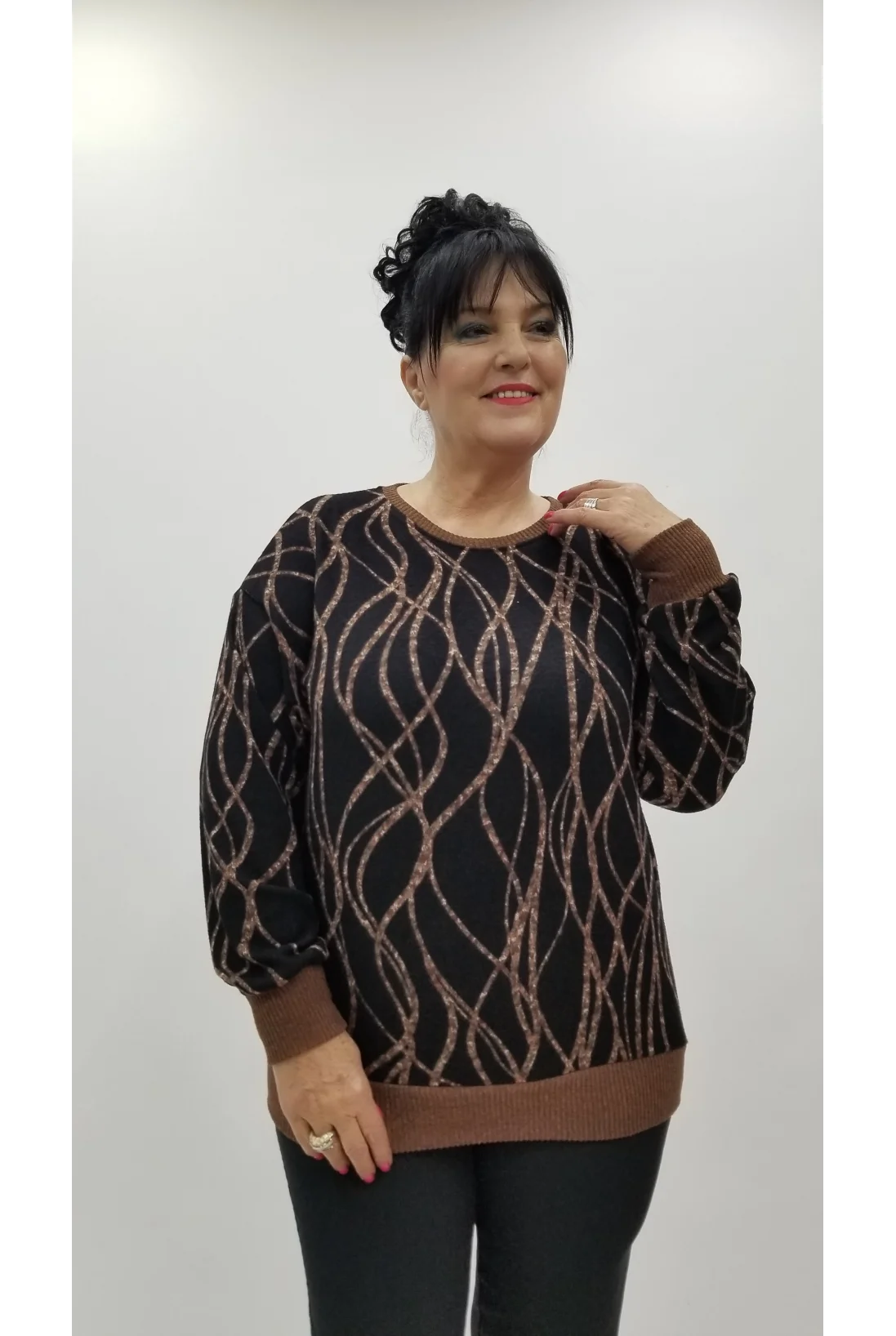 Miraggio Büyük Beden Bluz 4384 KAHVE