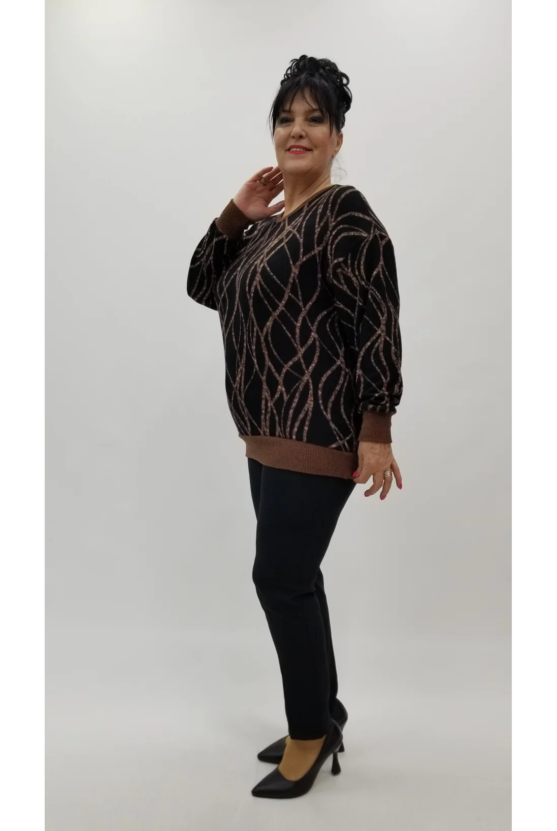 Miraggio Büyük Beden Bluz 4384 KAHVE