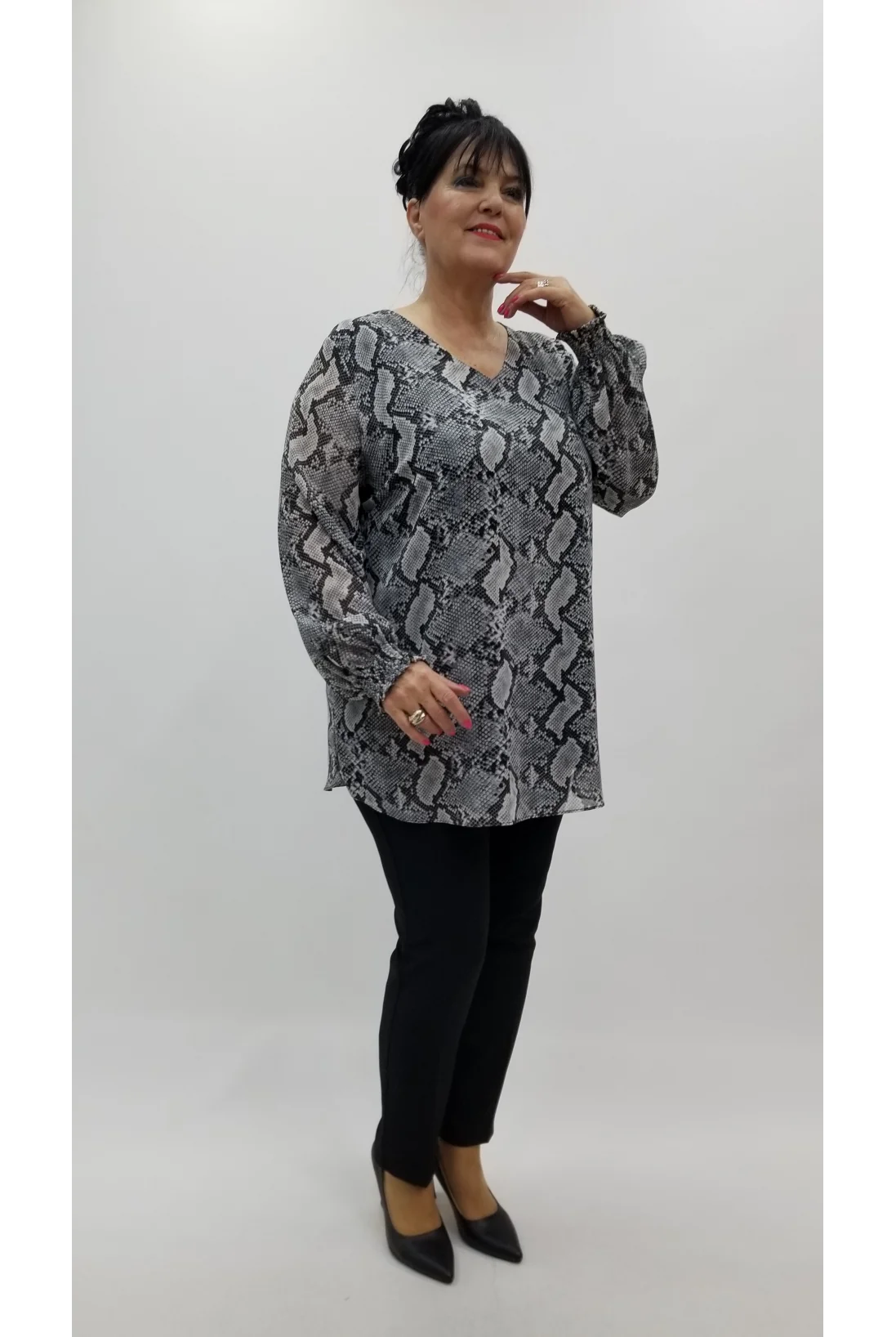 Miraggio Büyük Beden Abiye Bluz 4369 GRİ