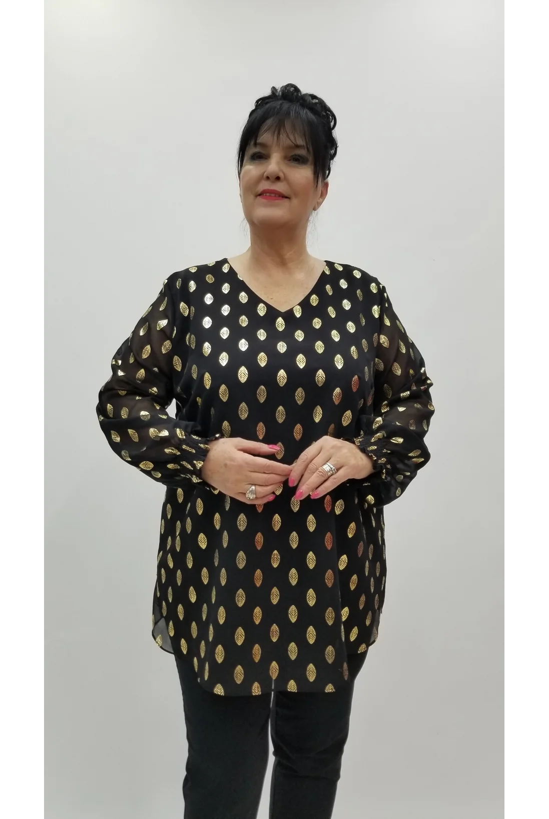 Miraggio Büyük Beden Abiye Bluz 4369 SİY-GOLD