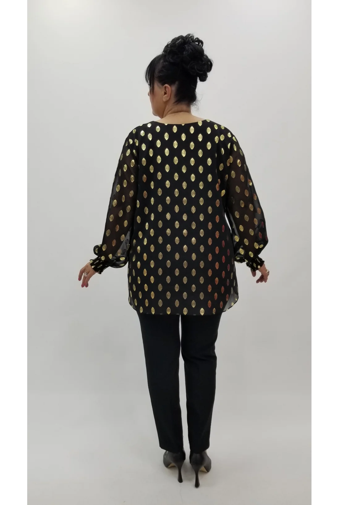 Miraggio Büyük Beden Abiye Bluz 4369 SİY-GOLD