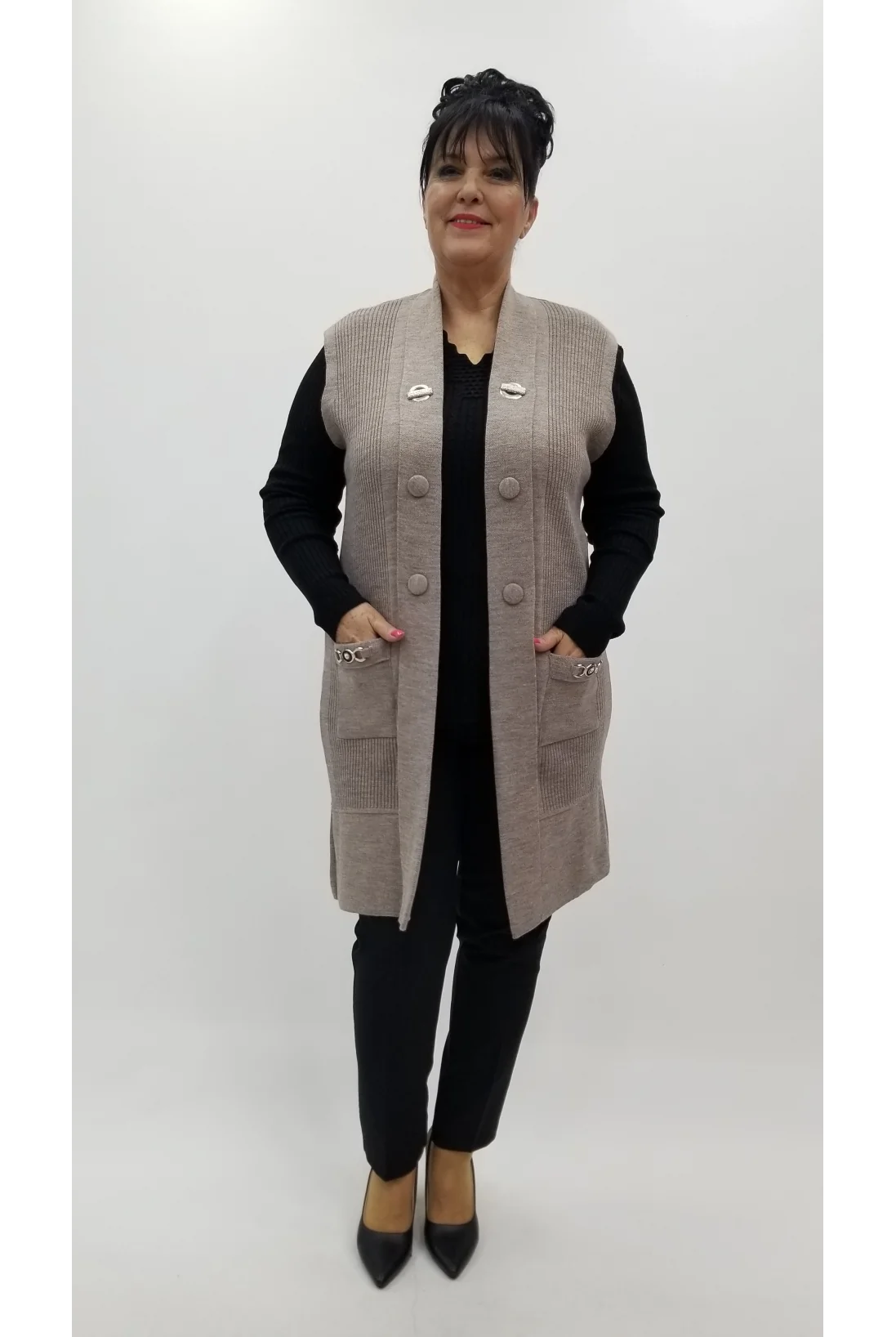 Miraggio Büyük Beden Yelek 4233 A-KAHVE