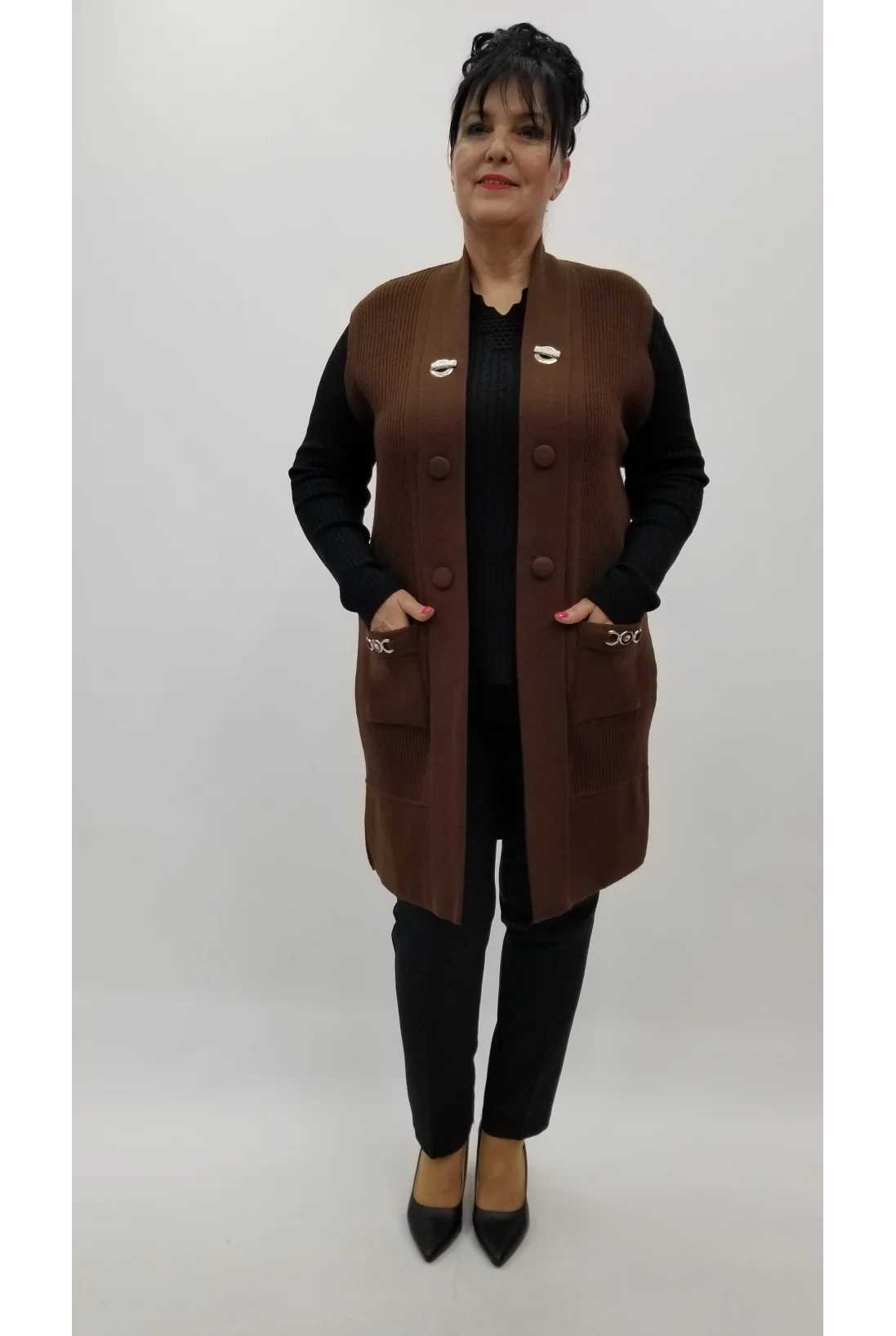 Miraggio Büyük Beden Yelek 4233 KAHVE