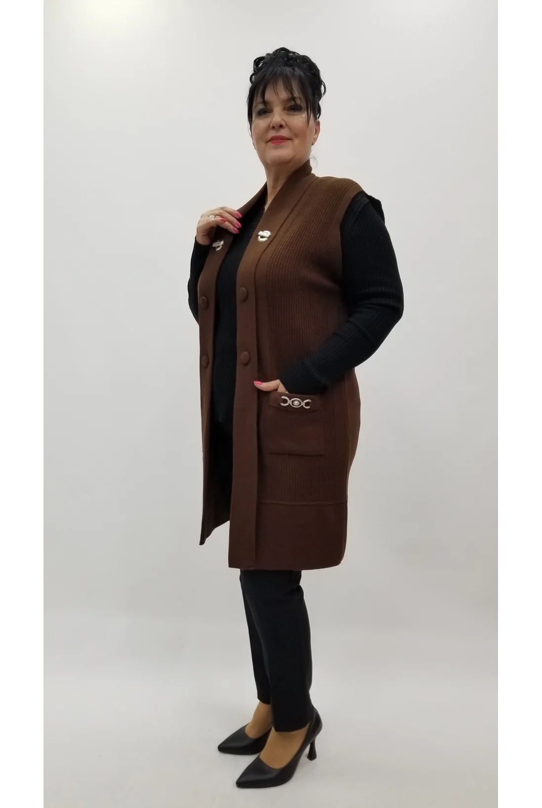 Miraggio Büyük Beden Yelek 4233 KAHVE