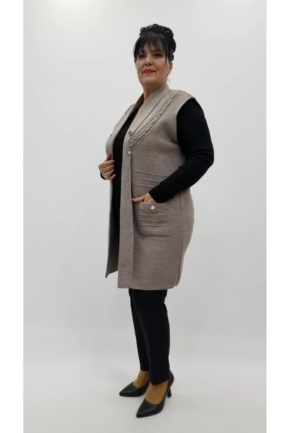 Miraggio Büyük Beden Yelek 4374 A-KAHVE