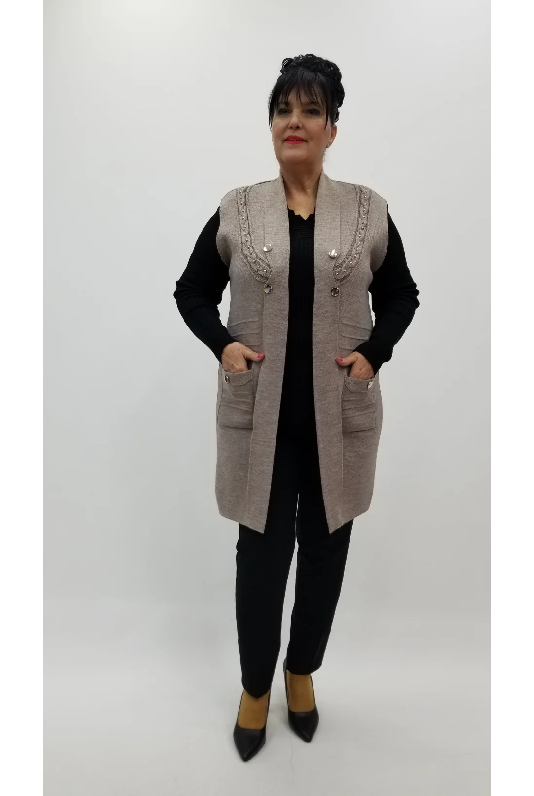 Miraggio Büyük Beden Yelek 4374 A-KAHVE