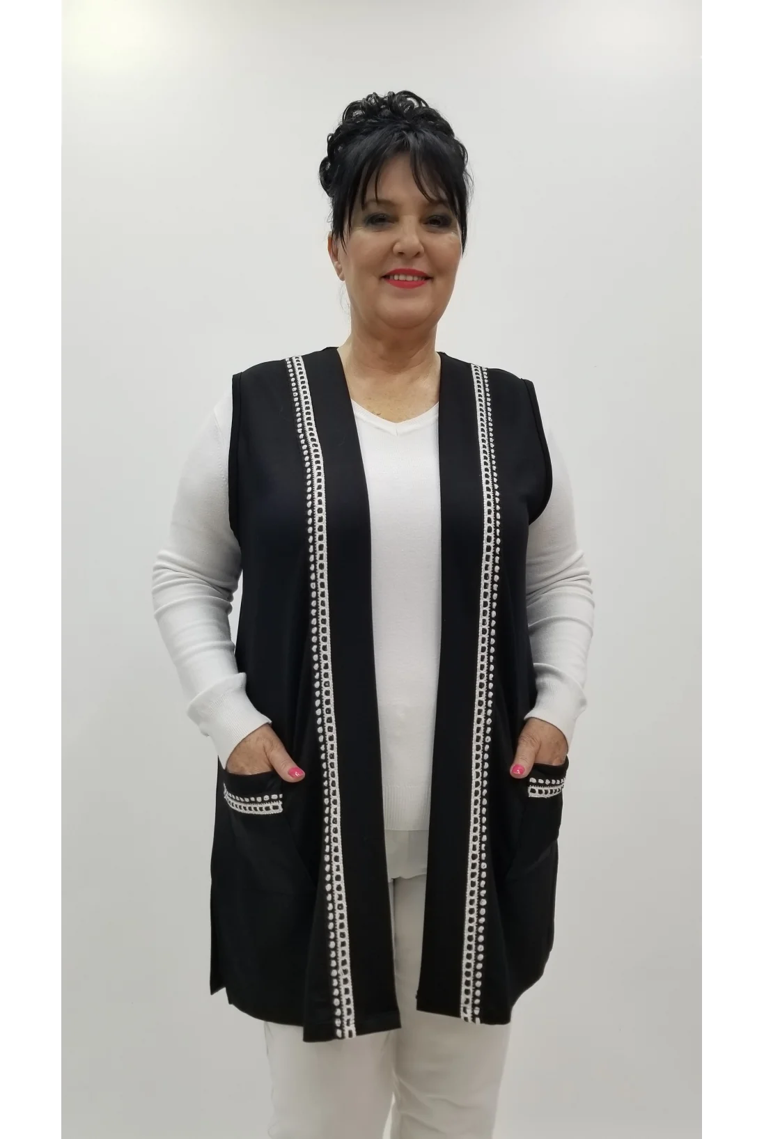 Miraggio Büyük Beden Yelek 4271 SİYAH/BEYAZ