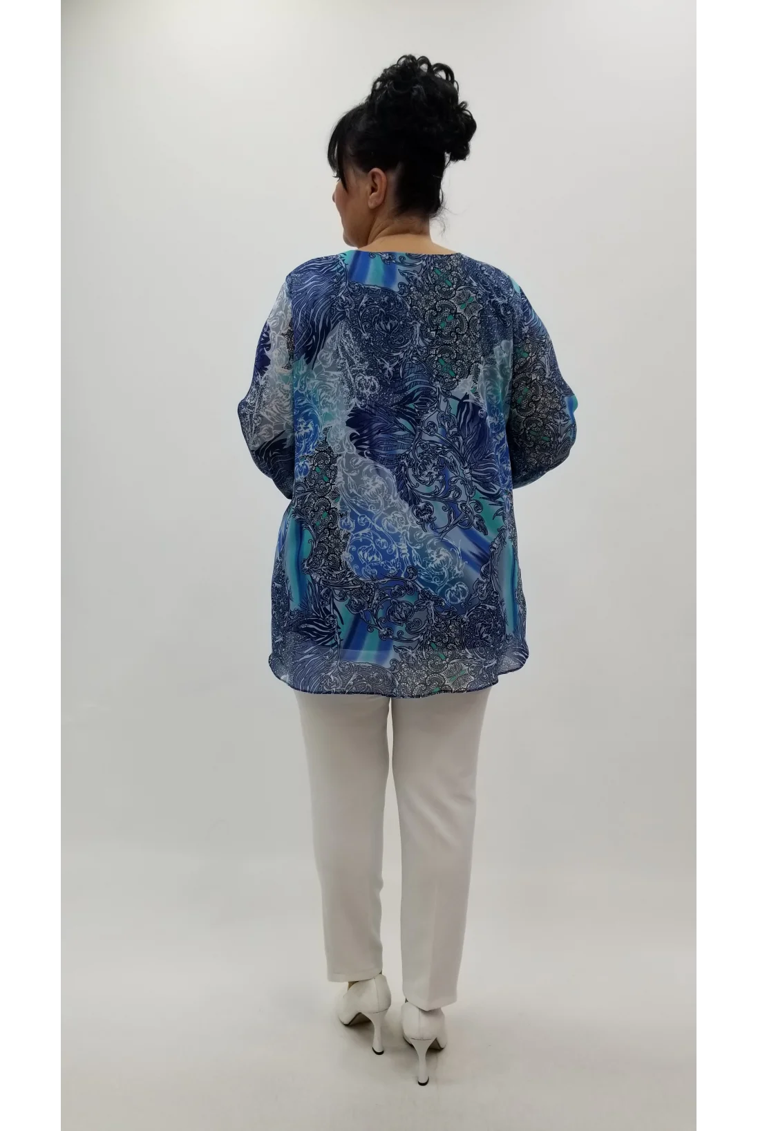 Miraggio Büyük Beden Abiye Bluz 4369 MAVİ