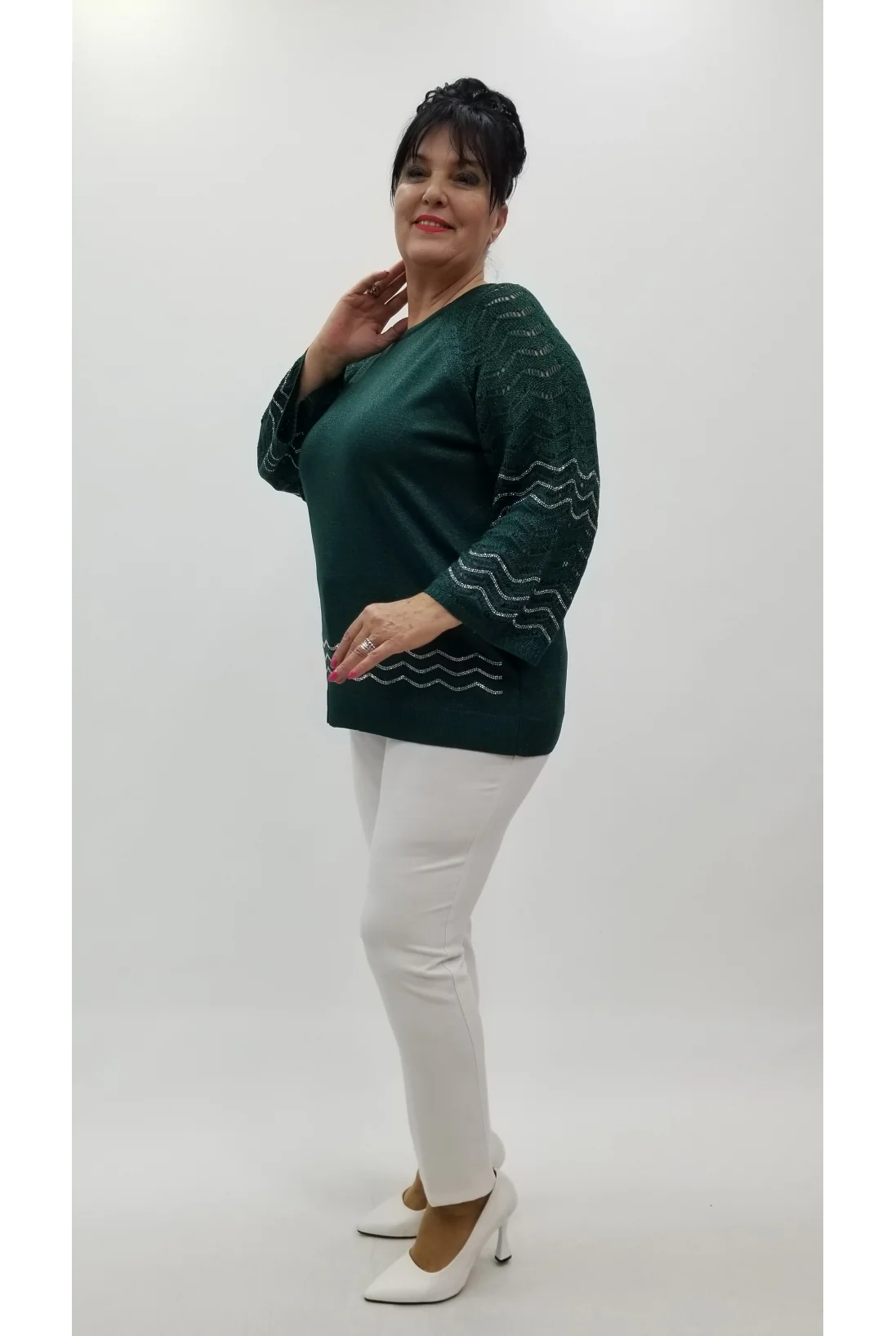 Miraggio Büyük Beden Bluz 4389 ZÜMRÜT YEŞİLİ