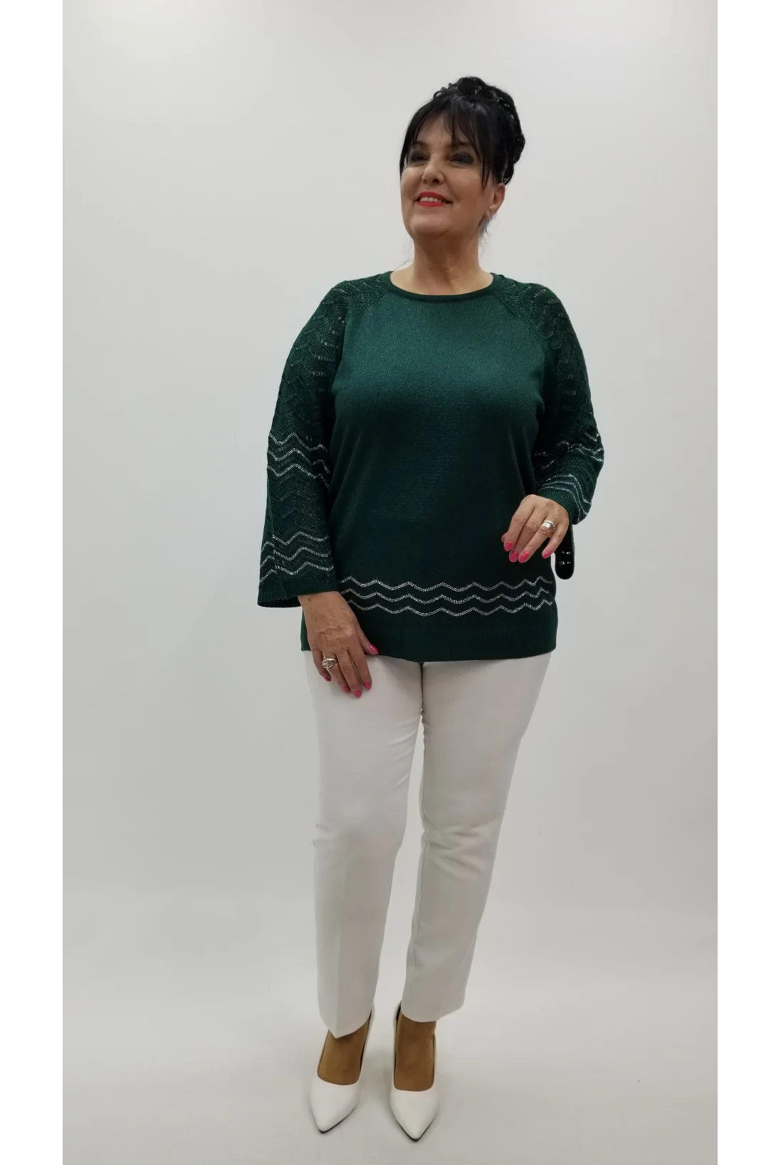 Miraggio Büyük Beden Bluz 4389 ZÜMRÜT YEŞİLİ