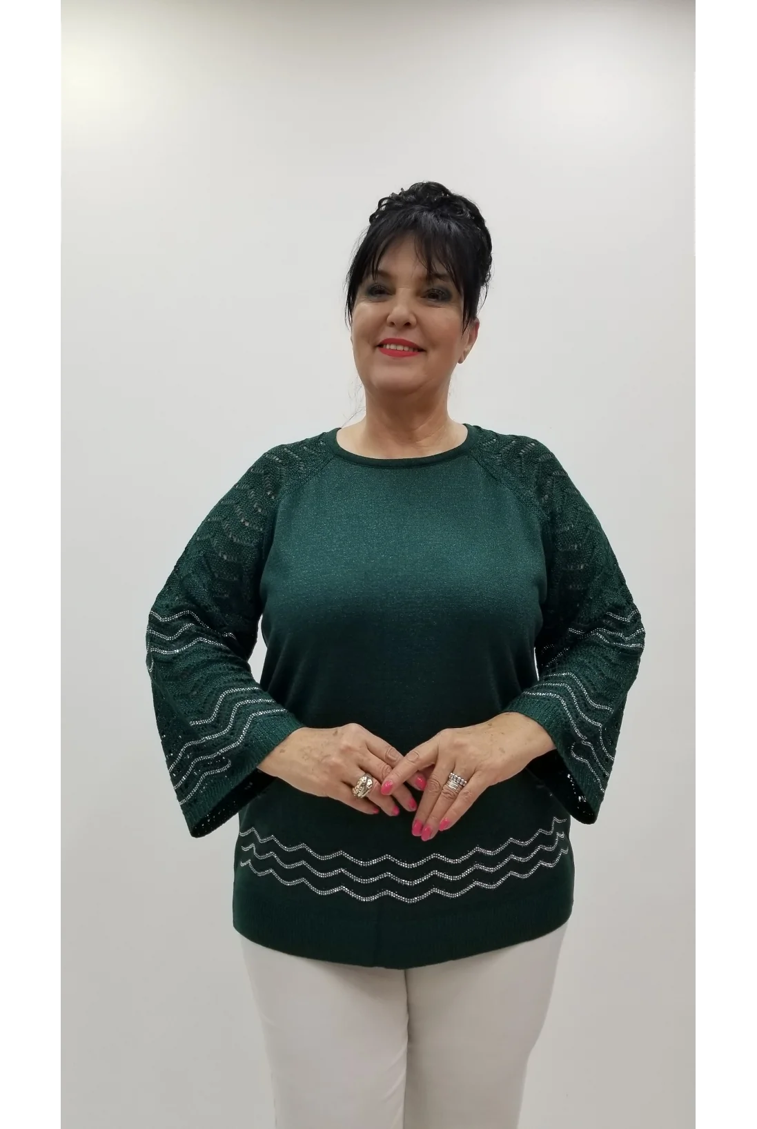 Miraggio Büyük Beden Bluz 4389 ZÜMRÜT YEŞİLİ