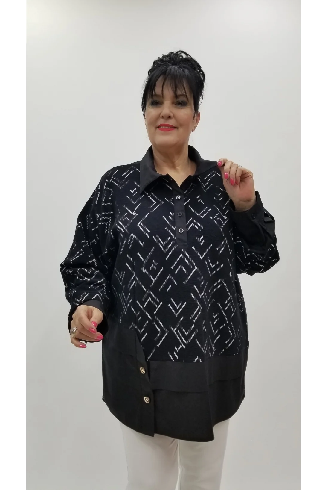 Miraggio Büyük Beden Bluz 4380 SİYAH/BEYAZ