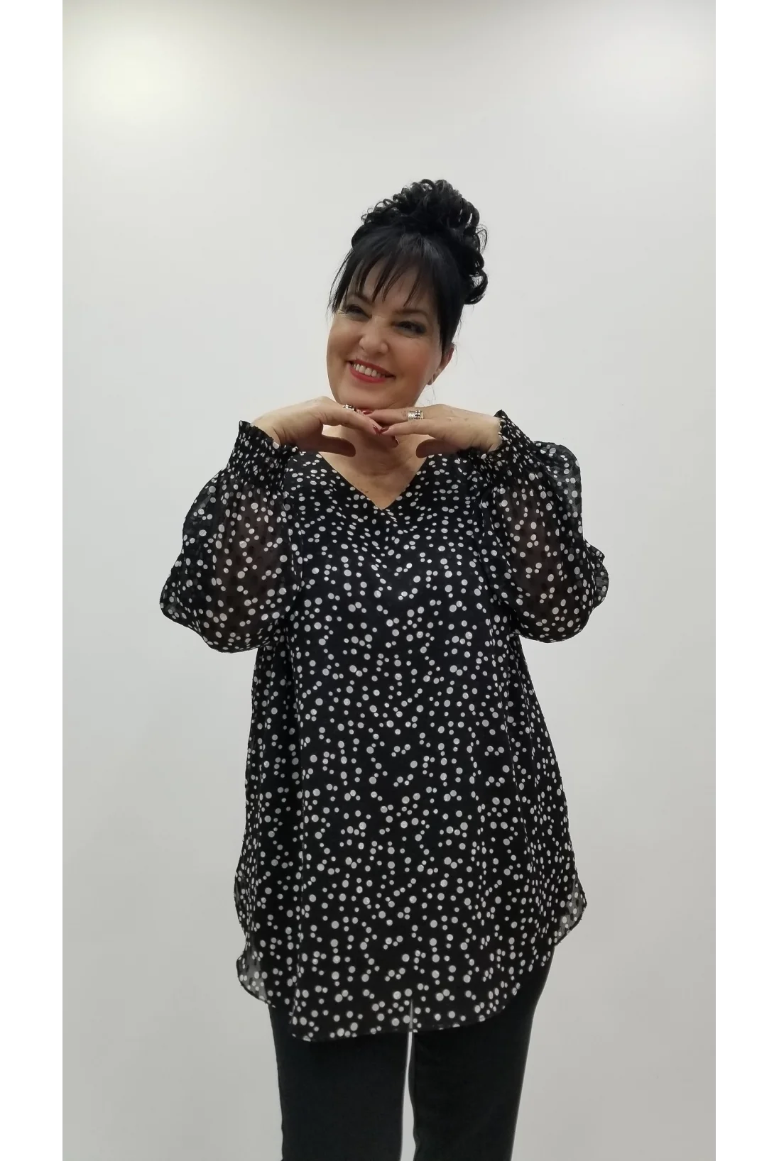Miraggio Büyük Beden Abiye Bluz 4369 SİYAH PUAN