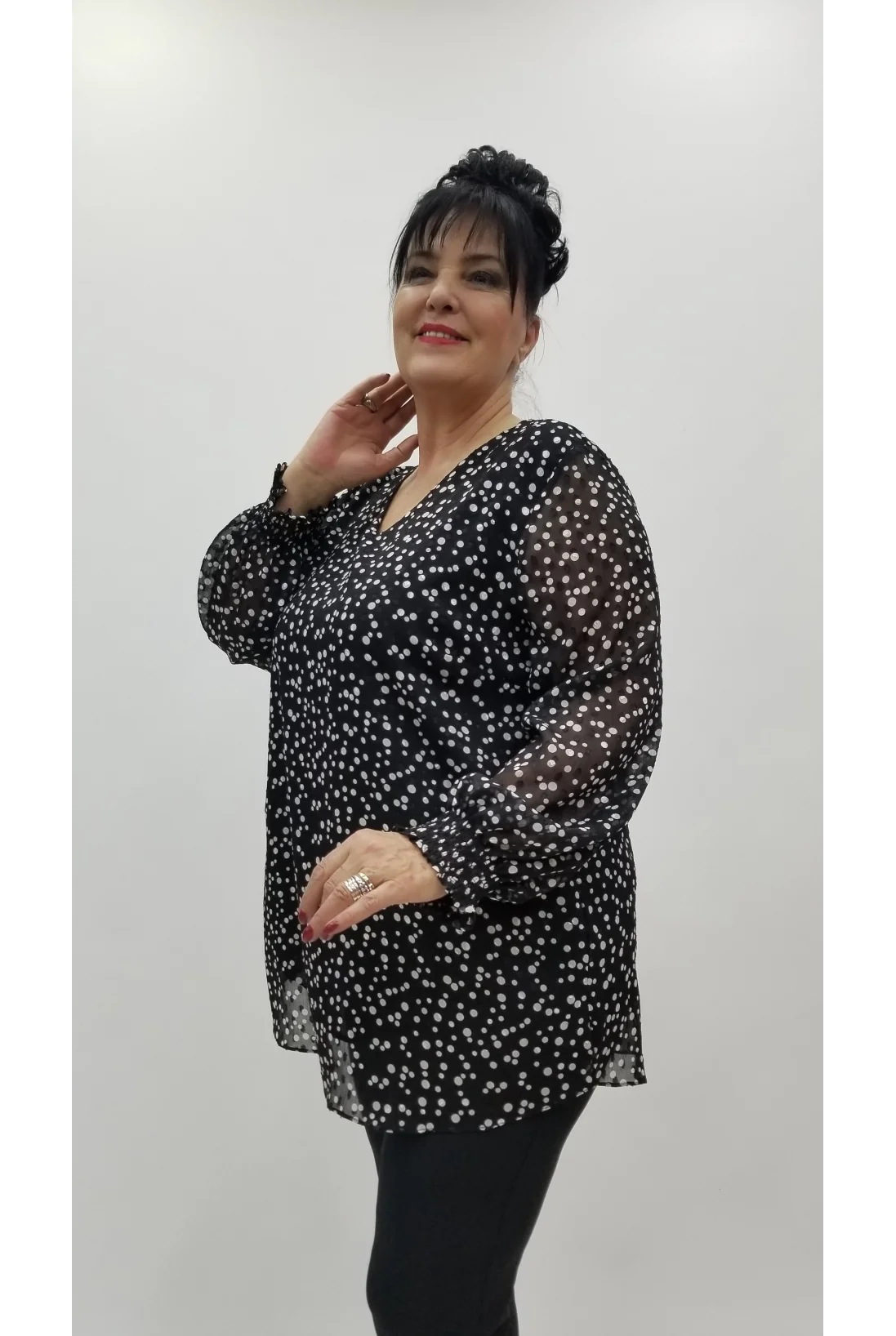 Miraggio Büyük Beden Abiye Bluz 4369 SİYAH PUAN