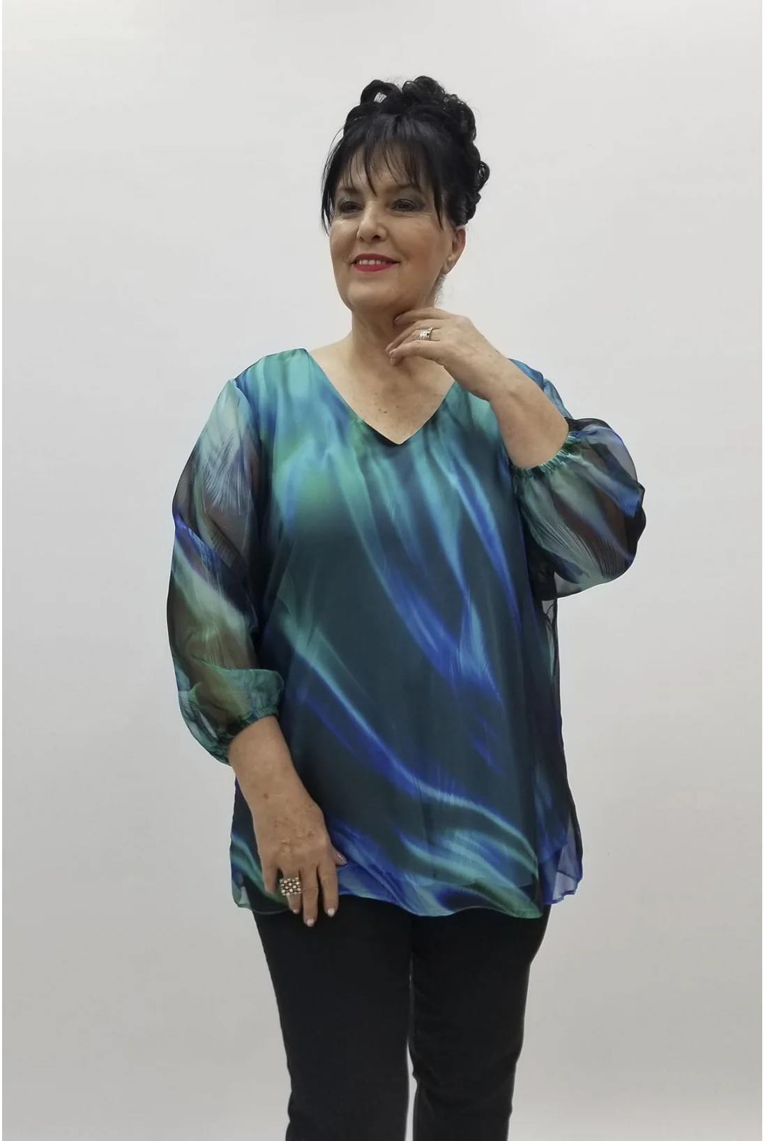Miraggio Büyük Beden Abiye Bluz 98423 TURKUAZ