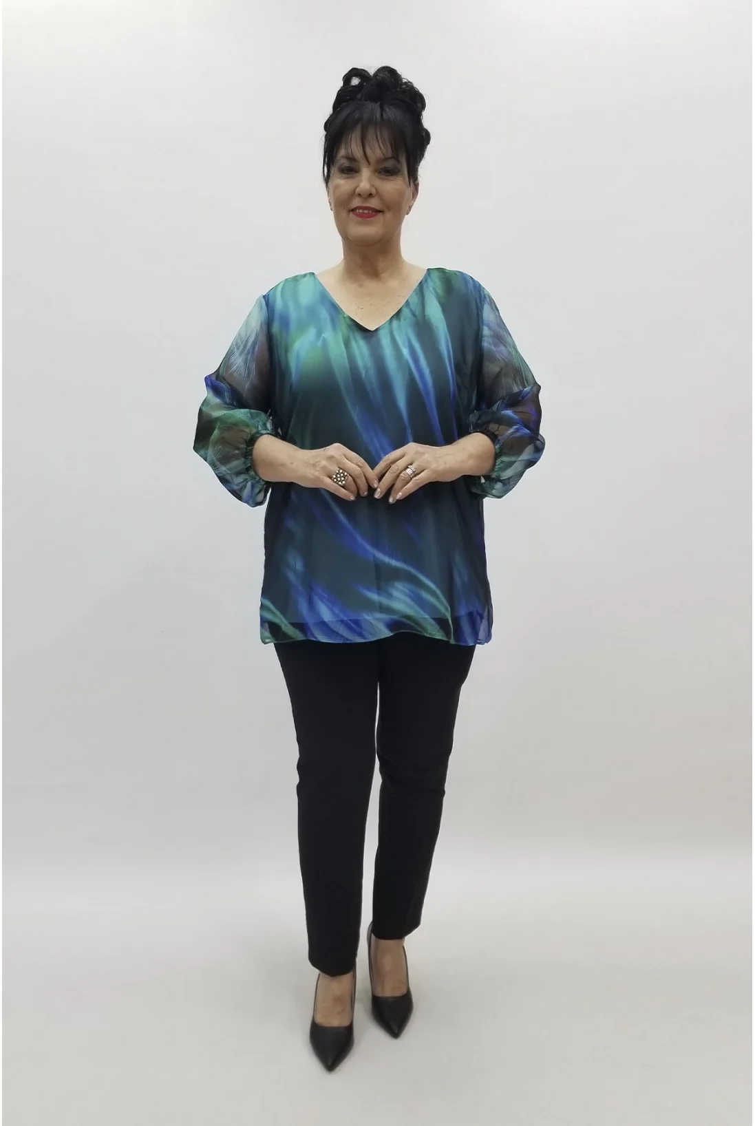 Miraggio Büyük Beden Abiye Bluz 98423 TURKUAZ