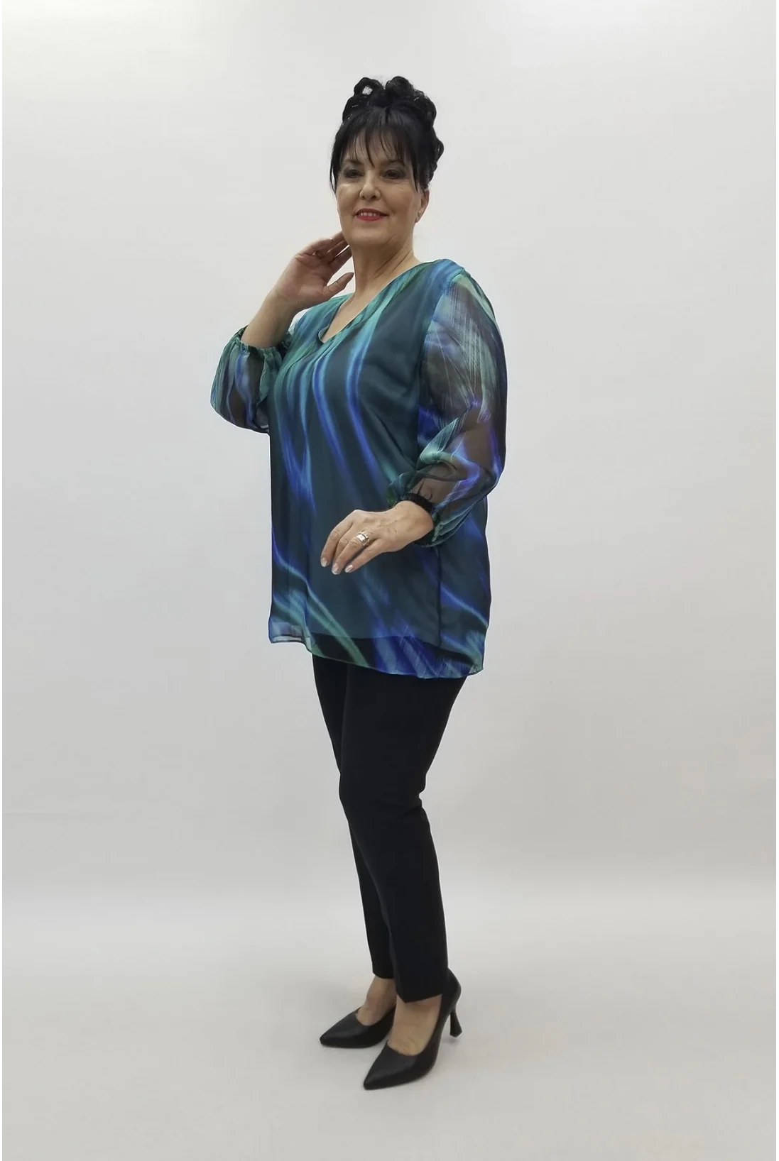 Miraggio Büyük Beden Abiye Bluz 98423 TURKUAZ