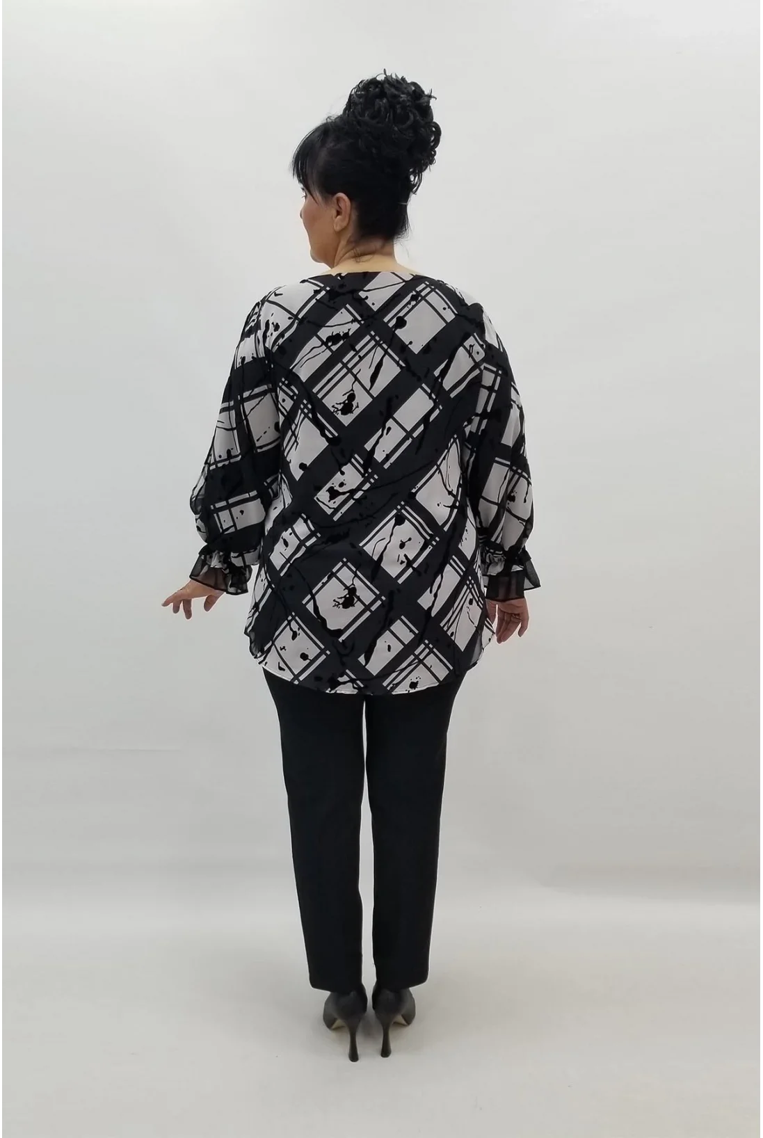 Miraggio Büyük Beden Abiye Bluz 98442 SİYAH/BEYAZ