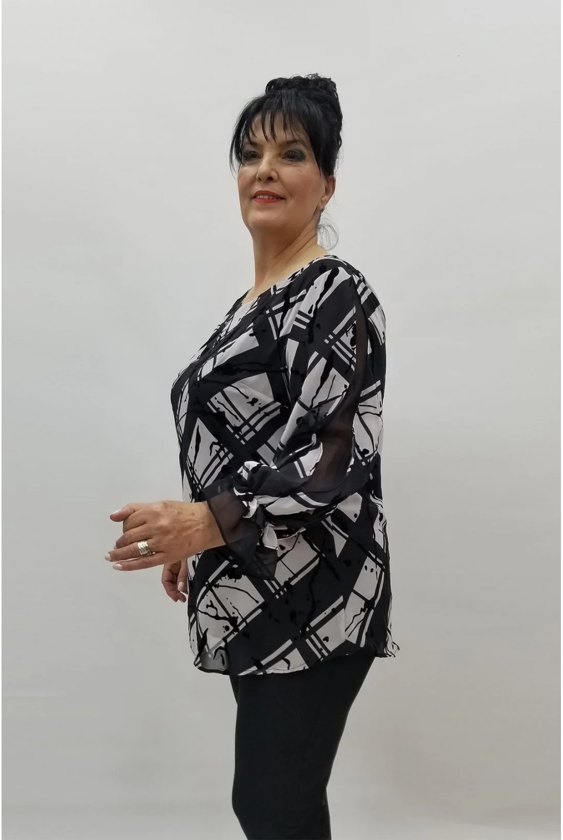 Miraggio Büyük Beden Abiye Bluz 98442 SİYAH/BEYAZ