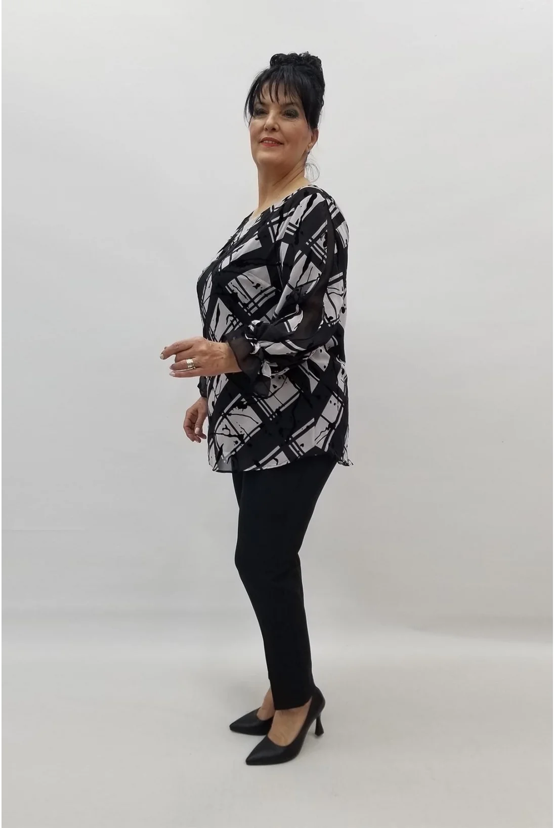 Miraggio Büyük Beden Abiye Bluz 98442 SİYAH/BEYAZ