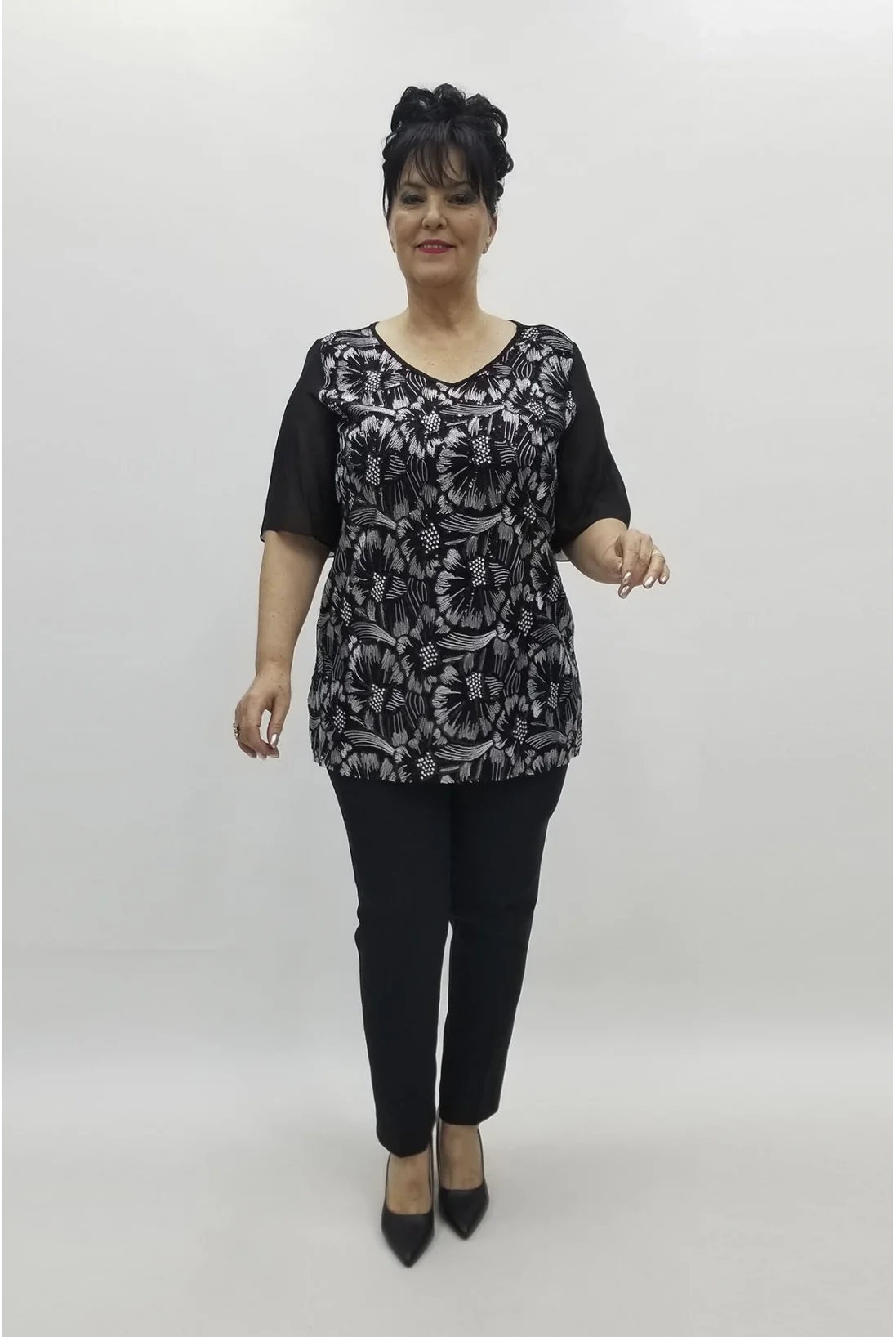 Miraggio Büyük Beden Abiye Bluz 98452 SİYAH