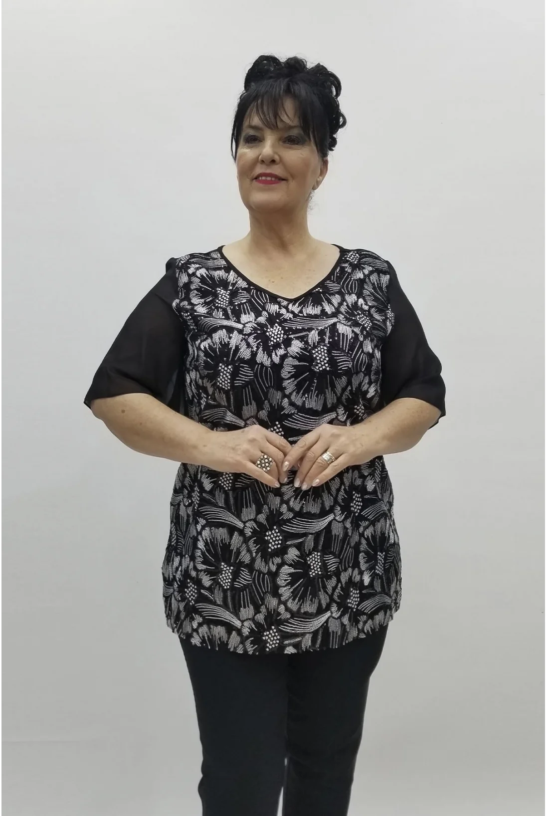 Miraggio Büyük Beden Abiye Bluz 98452 SİYAH