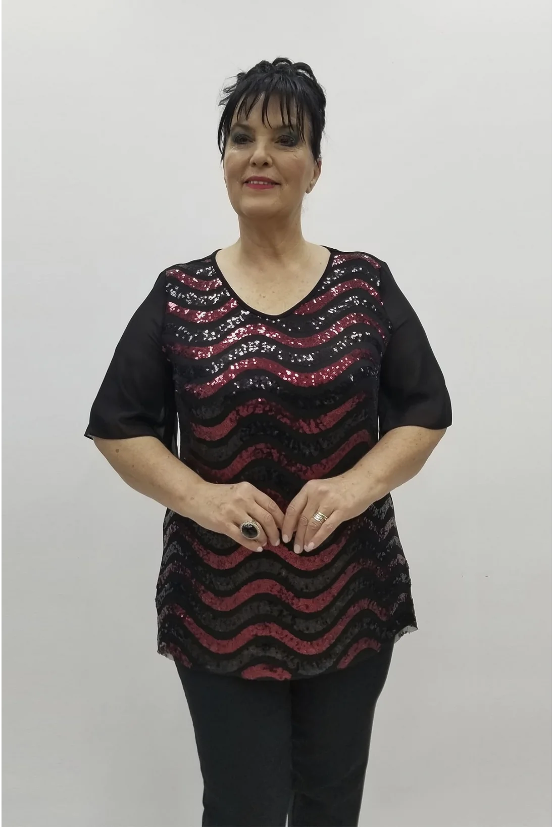 Miraggio Büyük Beden Abiye Bluz 98453 BORDO