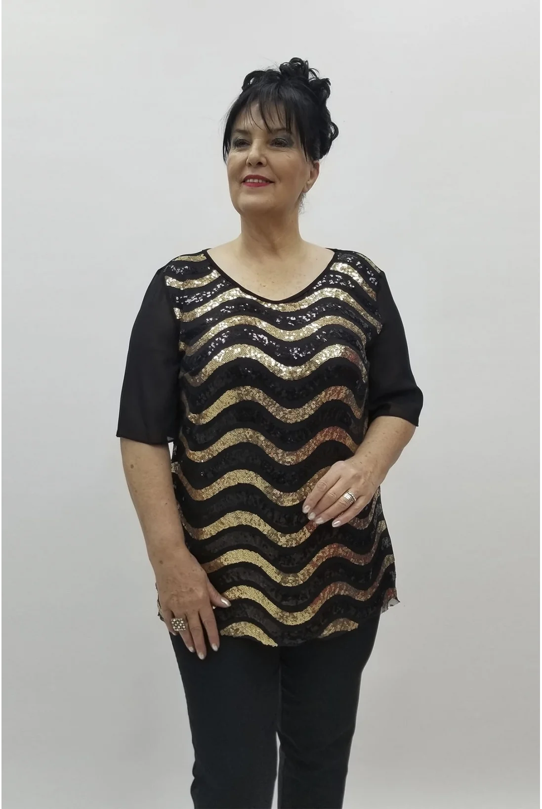 Miraggio Büyük Beden Abiye Bluz 98453 GOLD