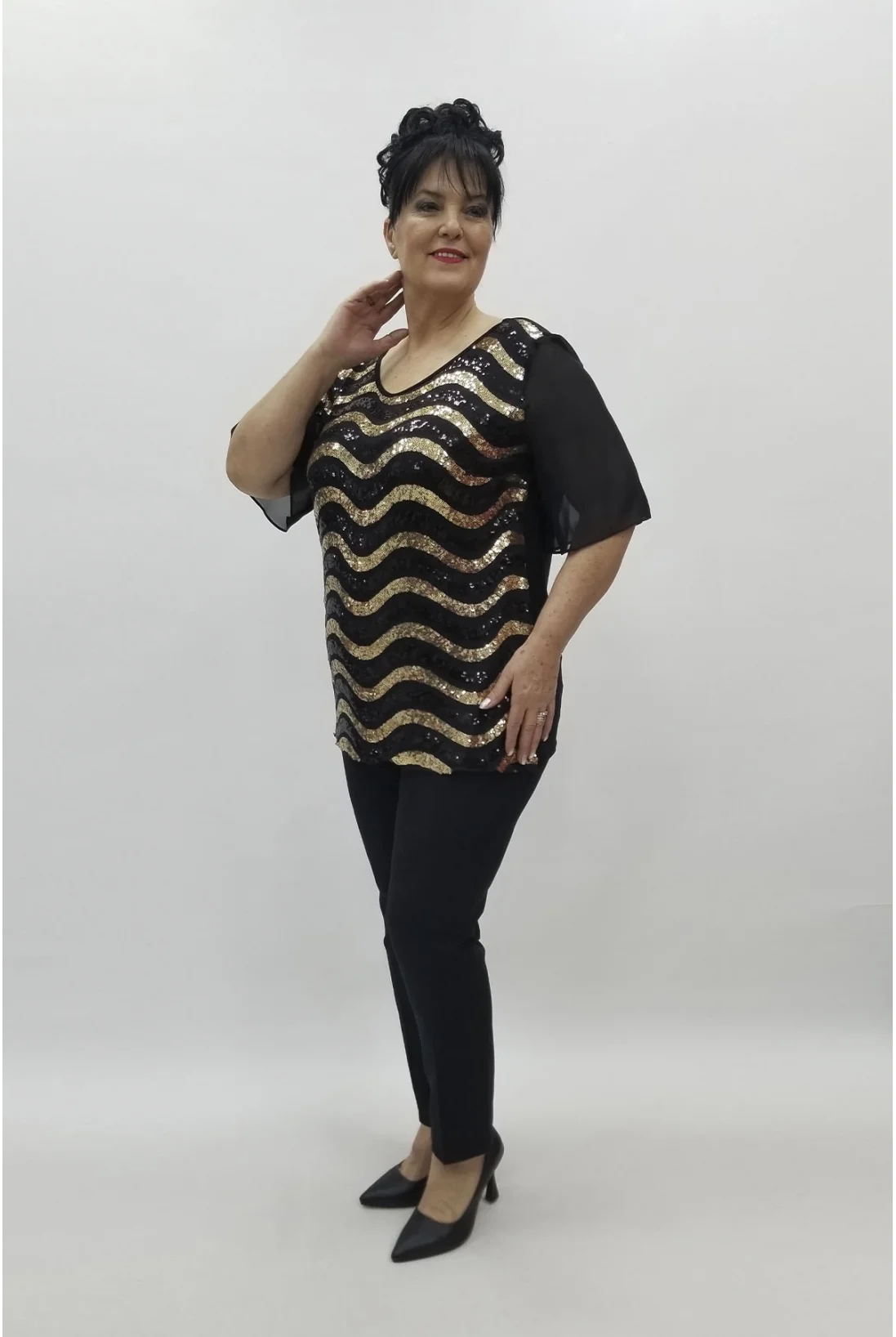 Miraggio Büyük Beden Abiye Bluz 98453 GOLD