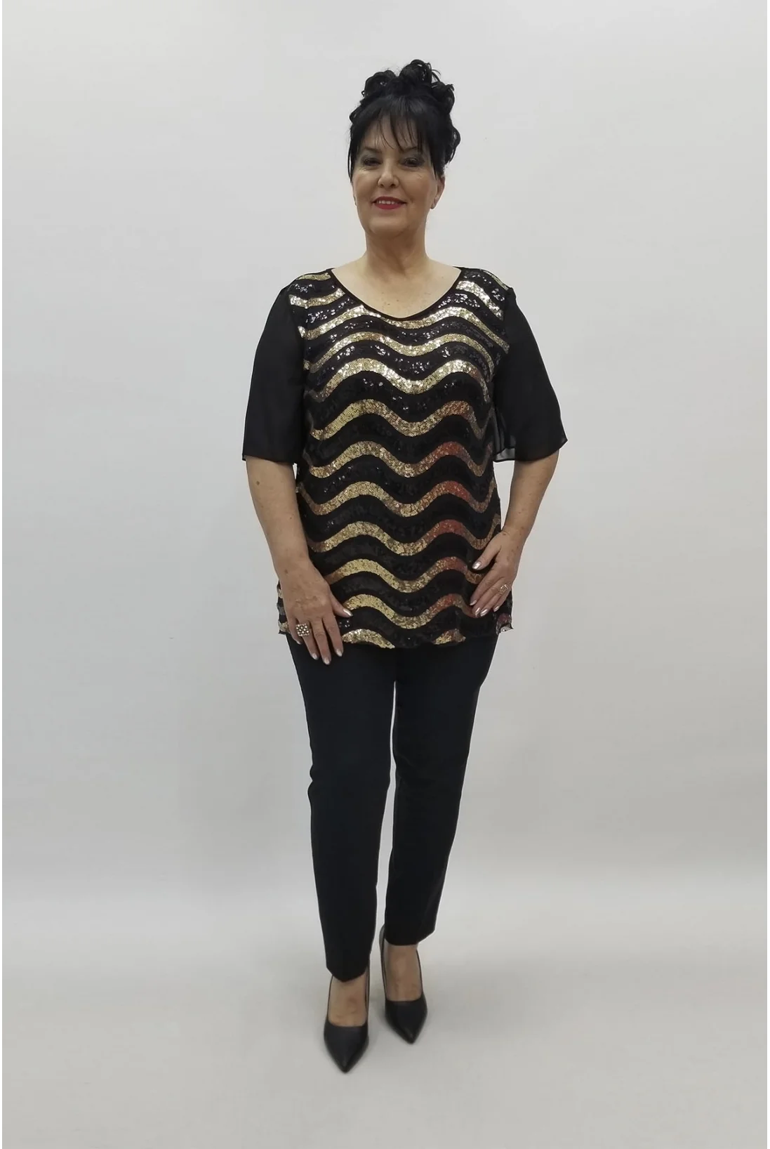 Miraggio Büyük Beden Abiye Bluz 98453 GOLD