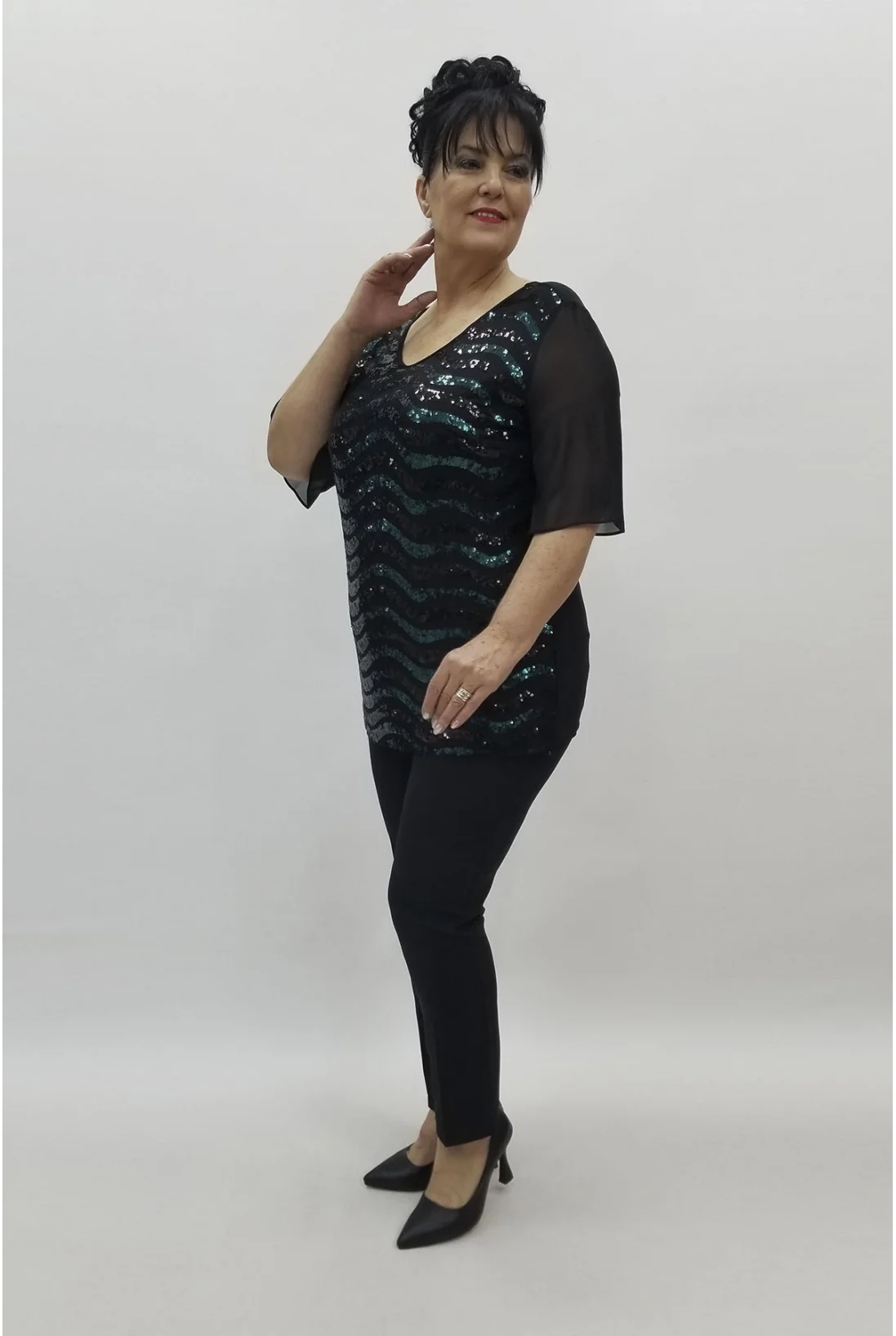 Miraggio Büyük Beden Abiye Bluz 98453 ZÜMRÜT YEŞİLİ