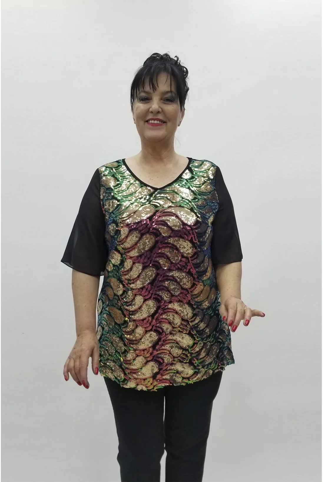 Miraggio Büyük Beden Abiye Bluz 98557 FUŞYA