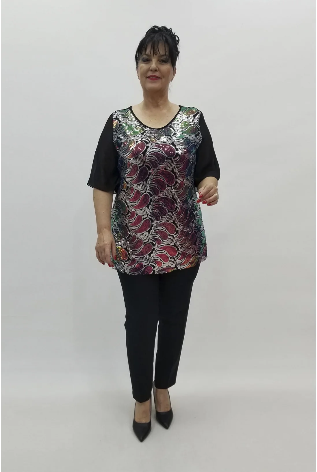 Miraggio Büyük Beden Abiye Bluz 98557 GÜMÜŞ