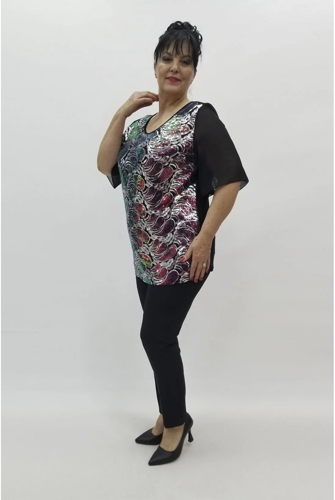 Miraggio Büyük Beden Abiye Bluz 98557 GÜMÜŞ