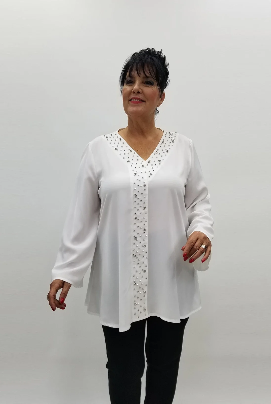 Miraggio Büyük Beden Abiye Bluz 98753 BEYAZ