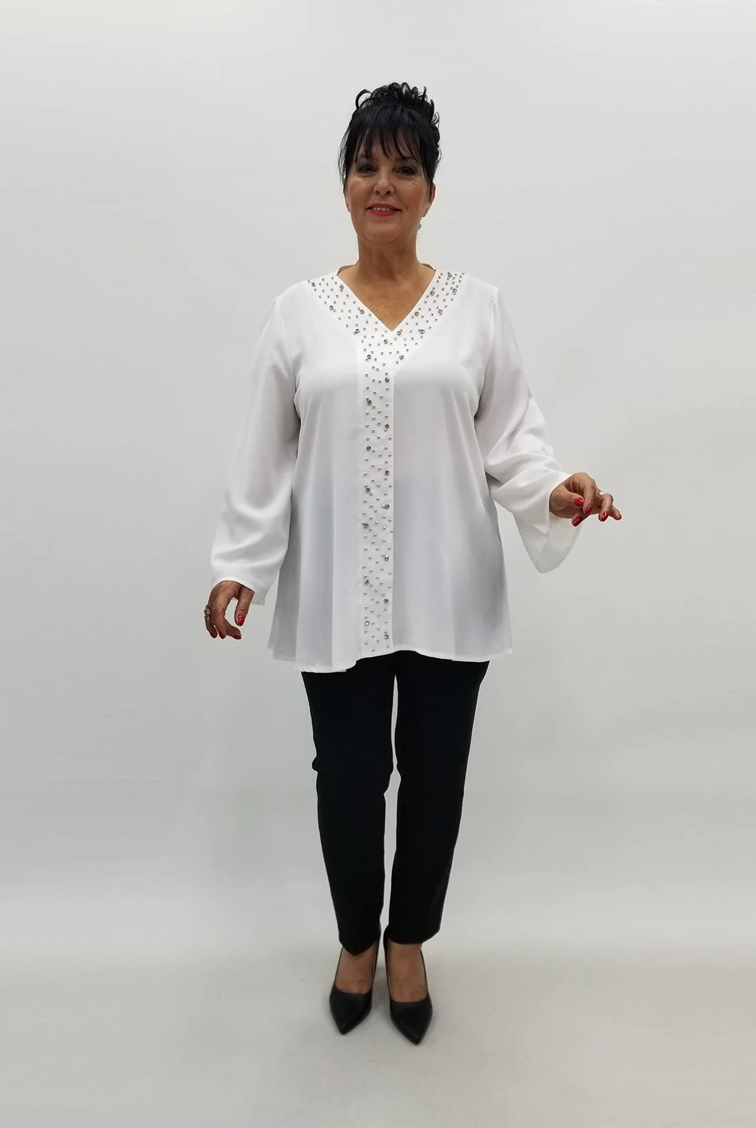 Miraggio Büyük Beden Abiye Bluz 98753 BEYAZ