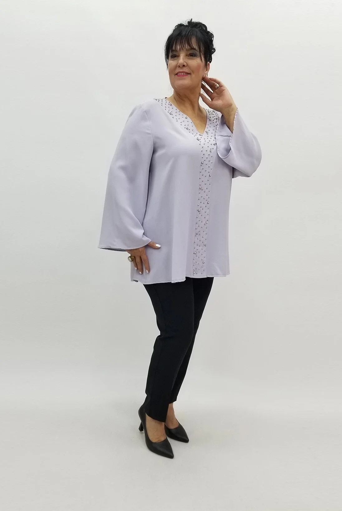 Miraggio Büyük Beden Abiye Bluz 98753 GRİ