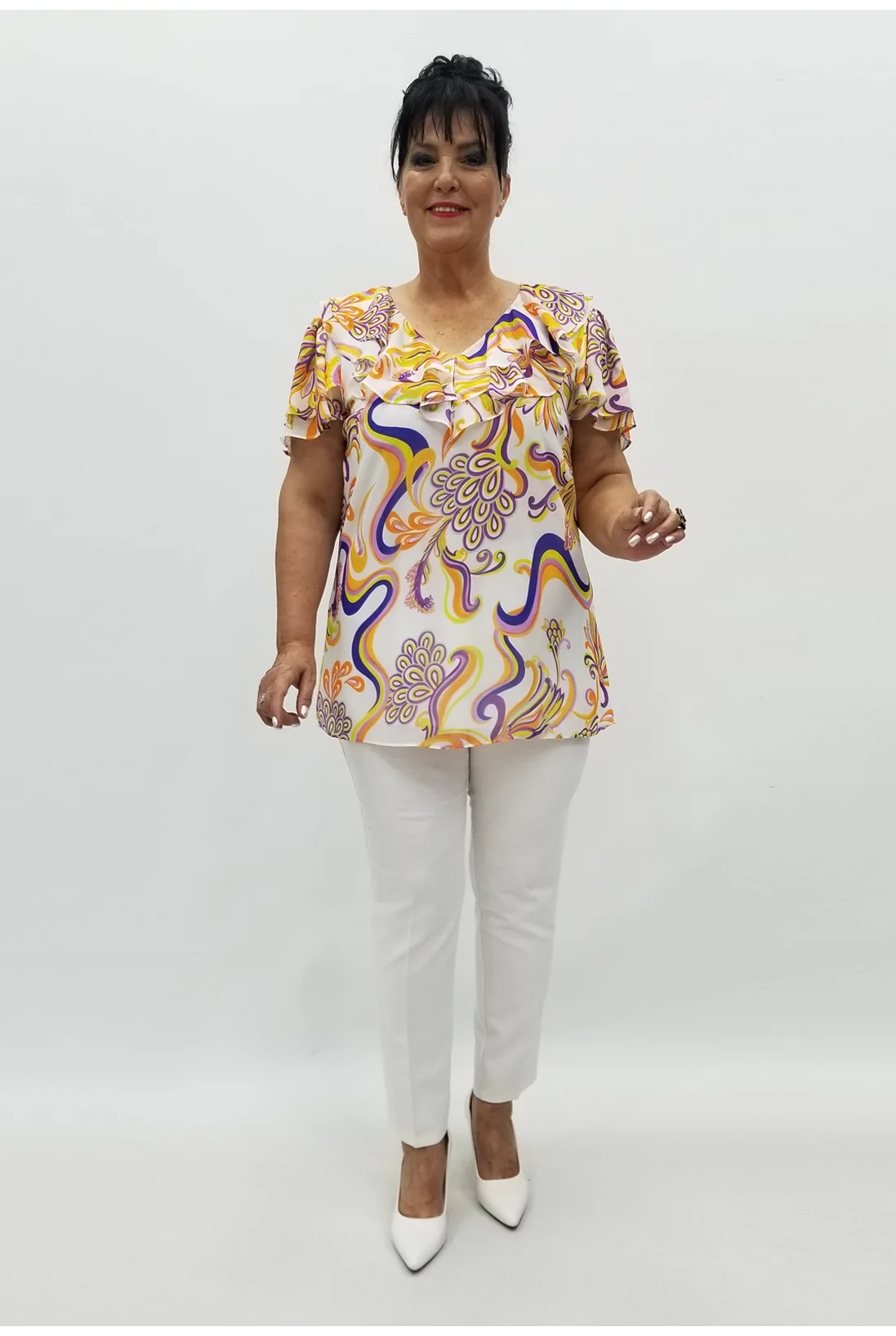 Miraggio Büyük Beden Abiye Bluz 98877 BEYAZ