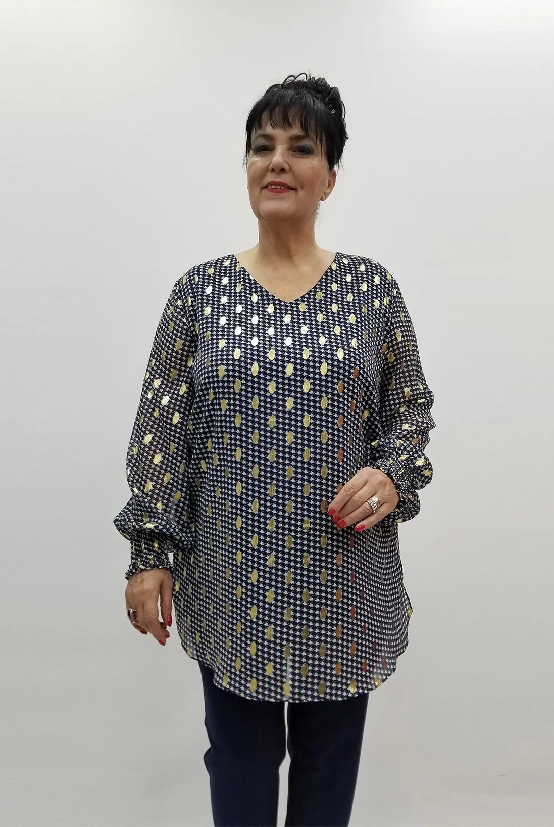 Miraggio Büyük Beden Abiye Bluz 99129 LACİVERT