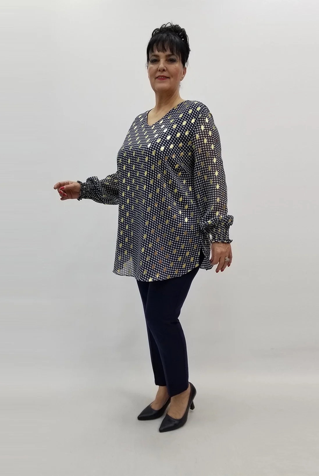 Miraggio Büyük Beden Abiye Bluz 99129 LACİVERT