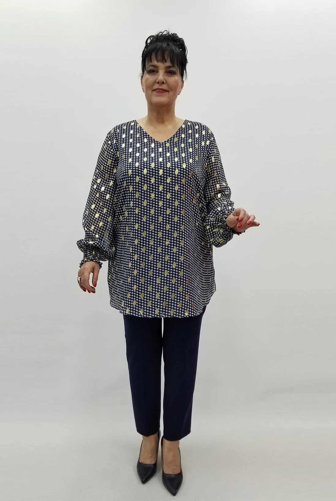 Miraggio Büyük Beden Abiye Bluz 99129 LACİVERT