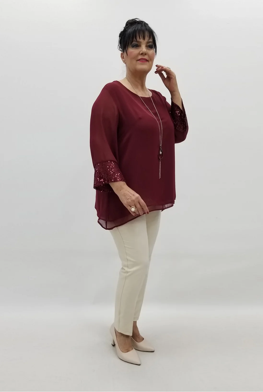 Miraggio Büyük Beden Abiye Bluz 99466 BORDO