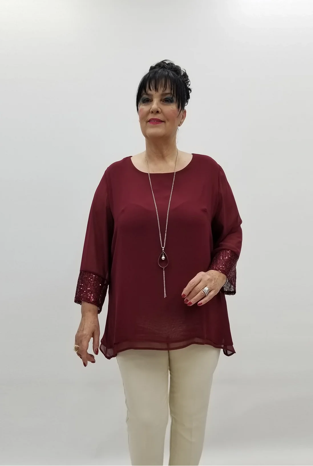 Miraggio Büyük Beden Abiye Bluz 99466 BORDO