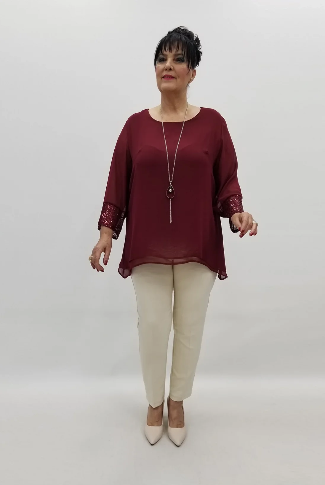 Miraggio Büyük Beden Abiye Bluz 99466 BORDO