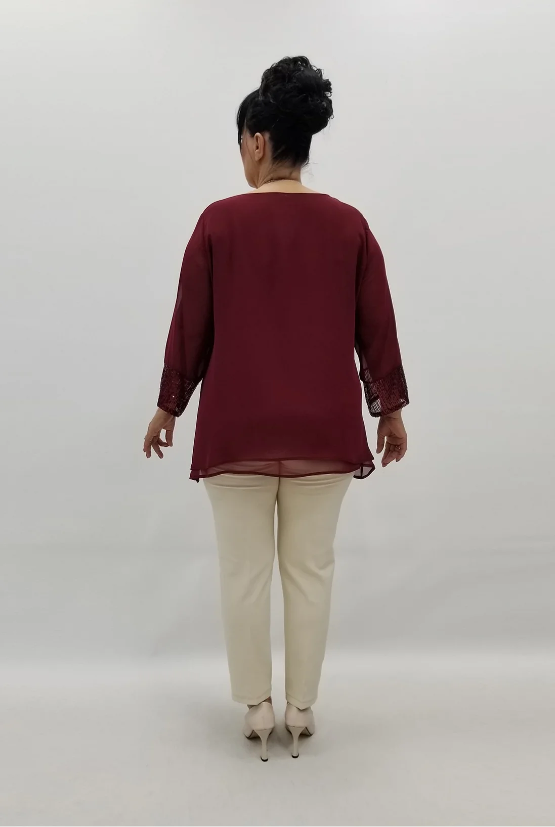 Miraggio Büyük Beden Abiye Bluz 99466 BORDO